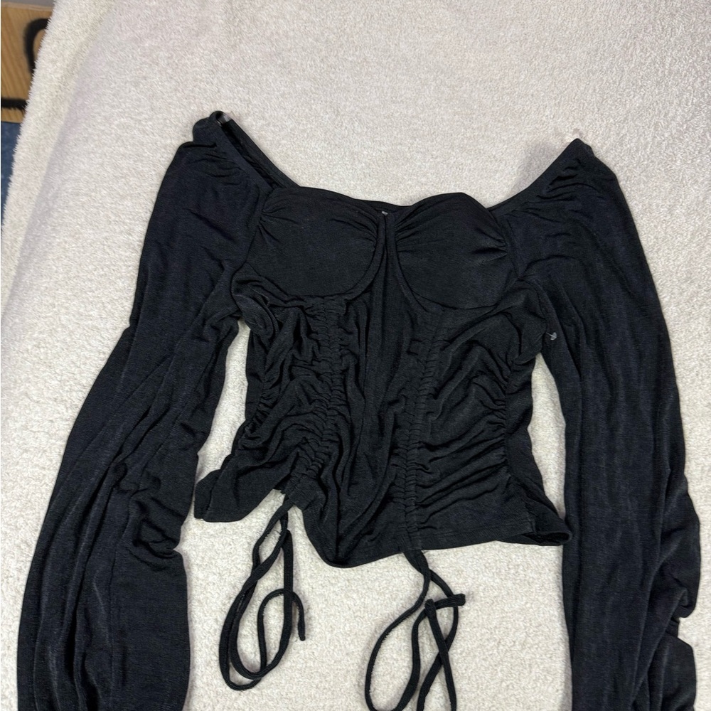 Elegant Black Ruched Women's Top